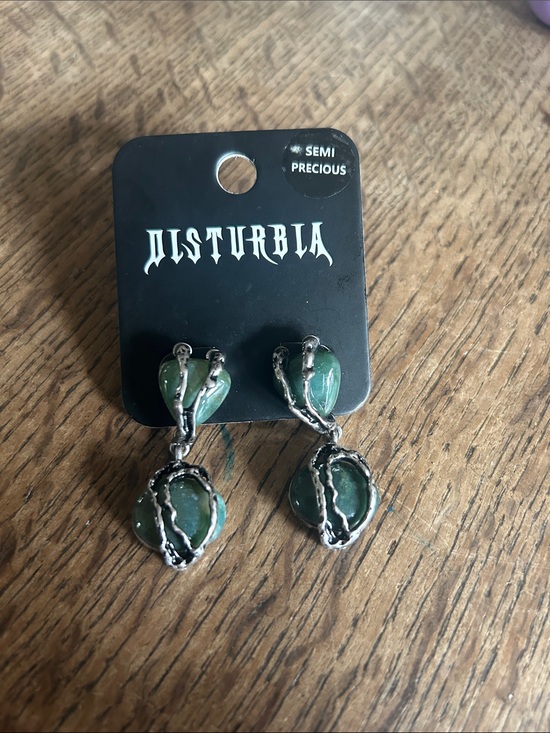 Disturbia Jewelry - Disturbia Ambrosia Moss Agate drop earrings goth whimsygoth alien industrial